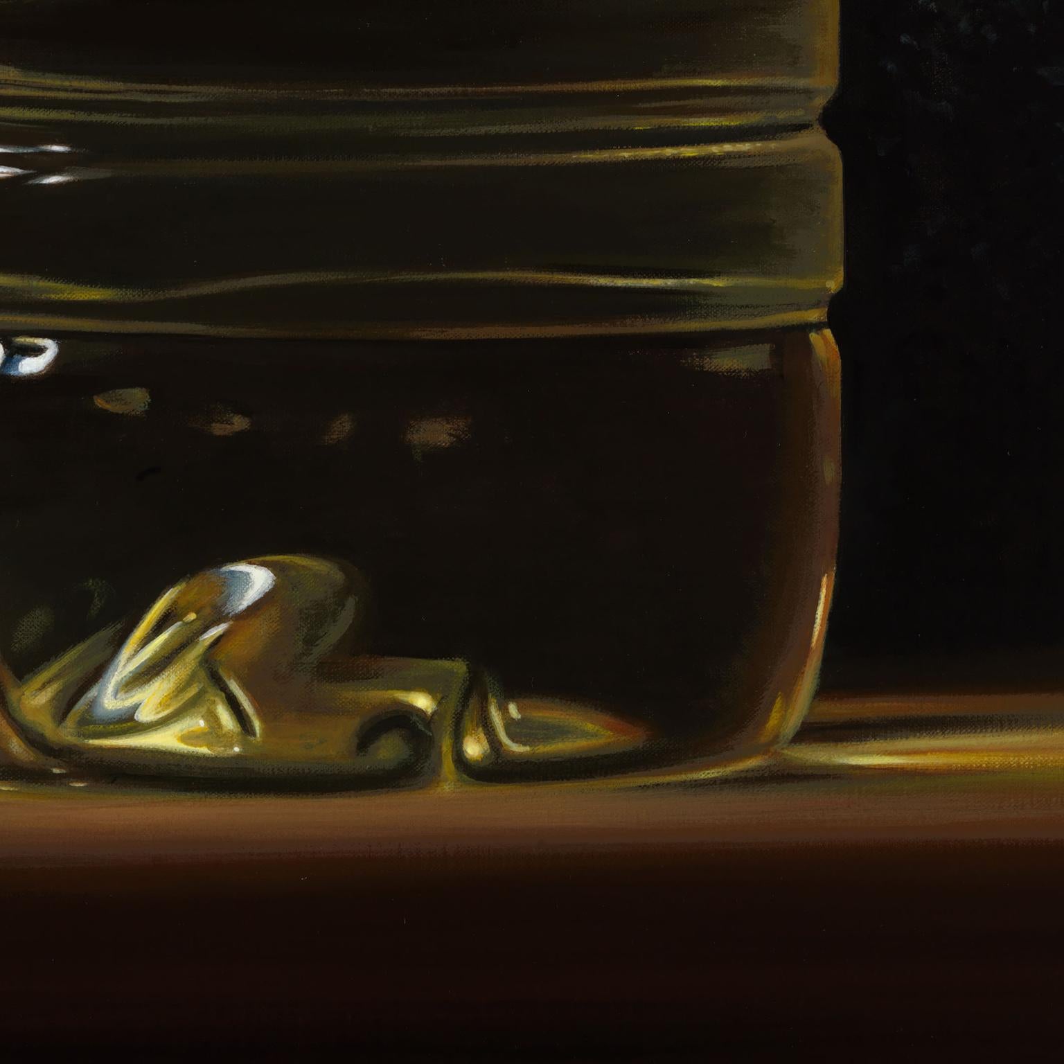 Contemporary Hyper Realist Acrylic Painting : Bottle of Oil I For Sale 4