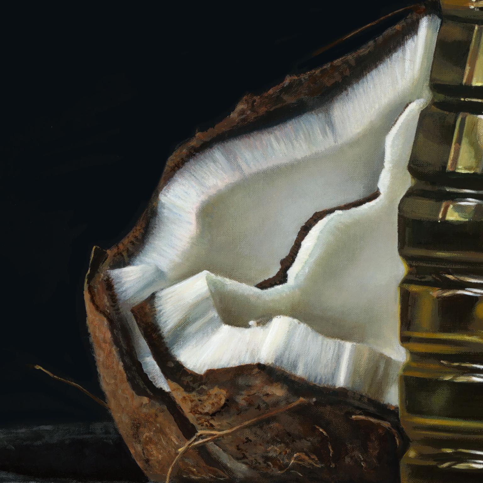 Contemporary Hyper Realist Acrylic Painting : Bottle of Oil I For Sale 2