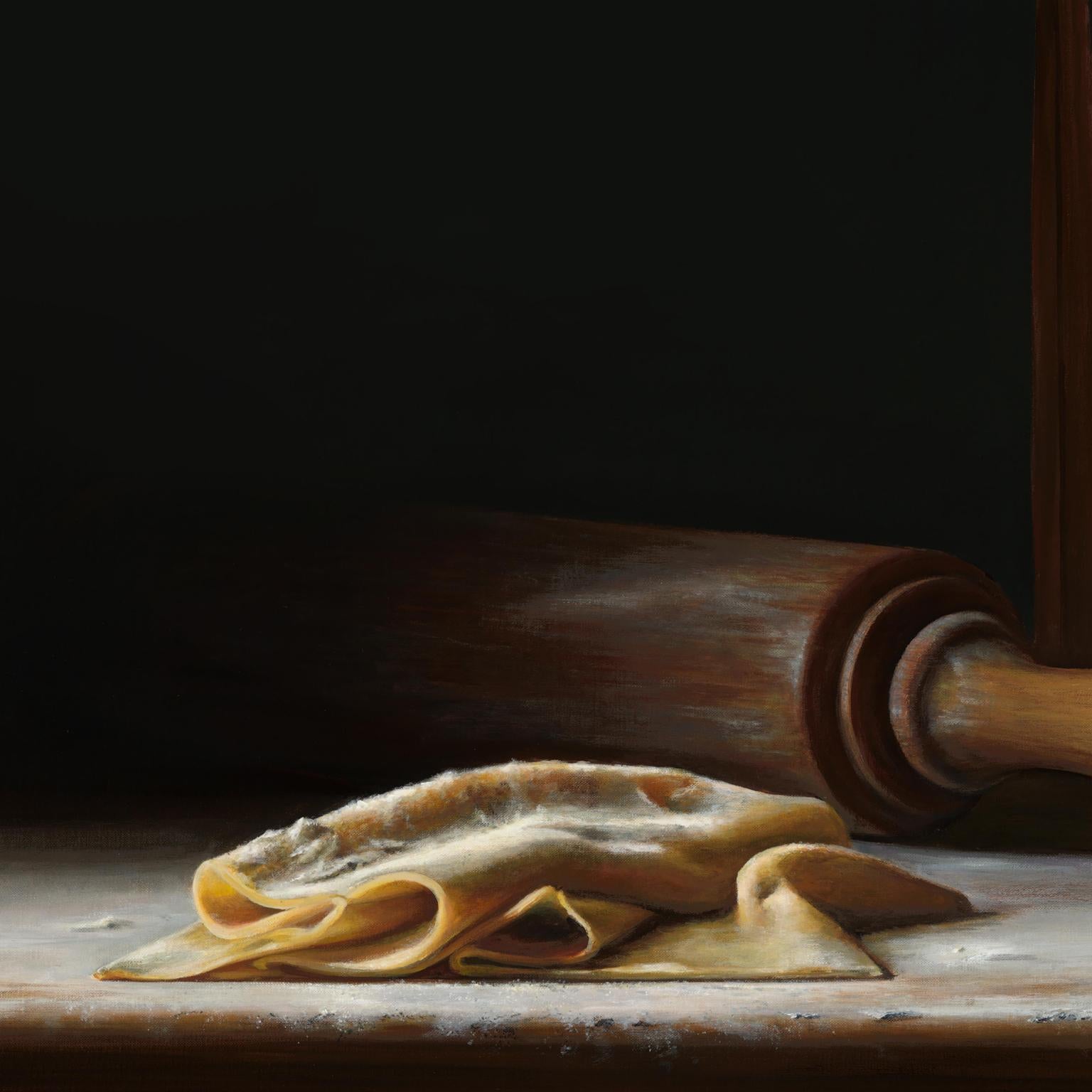 Contemporary Hyper Realist Acrylic Painting : Pasta Drying Rack For Sale 1