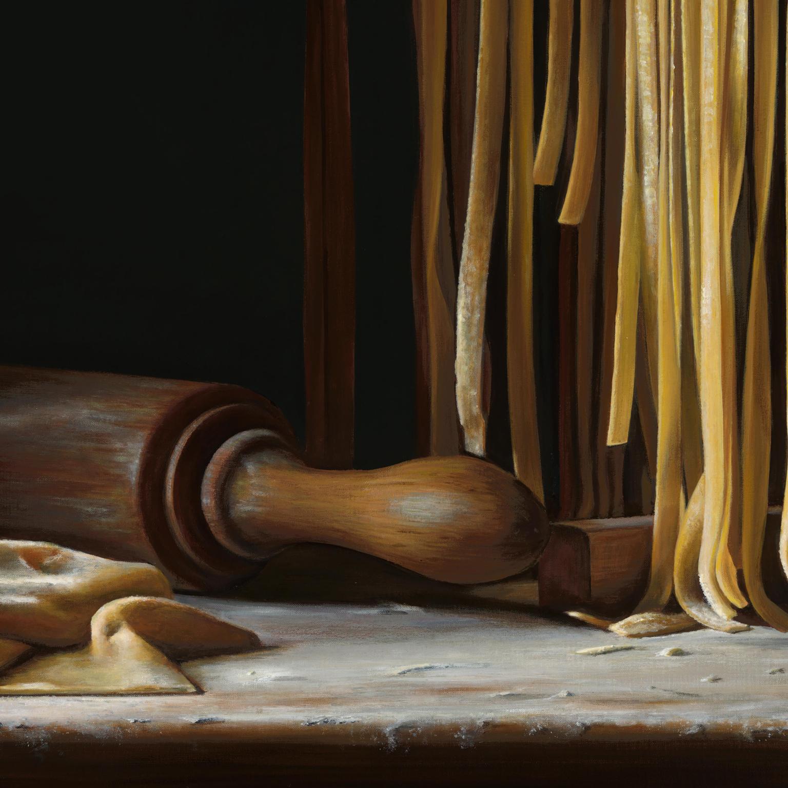 Contemporary Hyper Realist Acrylic Painting : Pasta Drying Rack For Sale 2