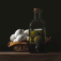 Contemporary Hyper Realist Acrylic Painting : Oil With Eggs