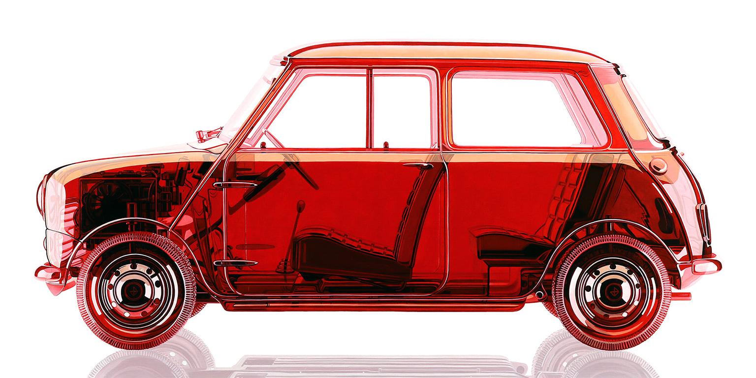 Jeff Bartels Figurative Painting - Contemporary Hyper Realist Oil Painting : Clear Red Mini