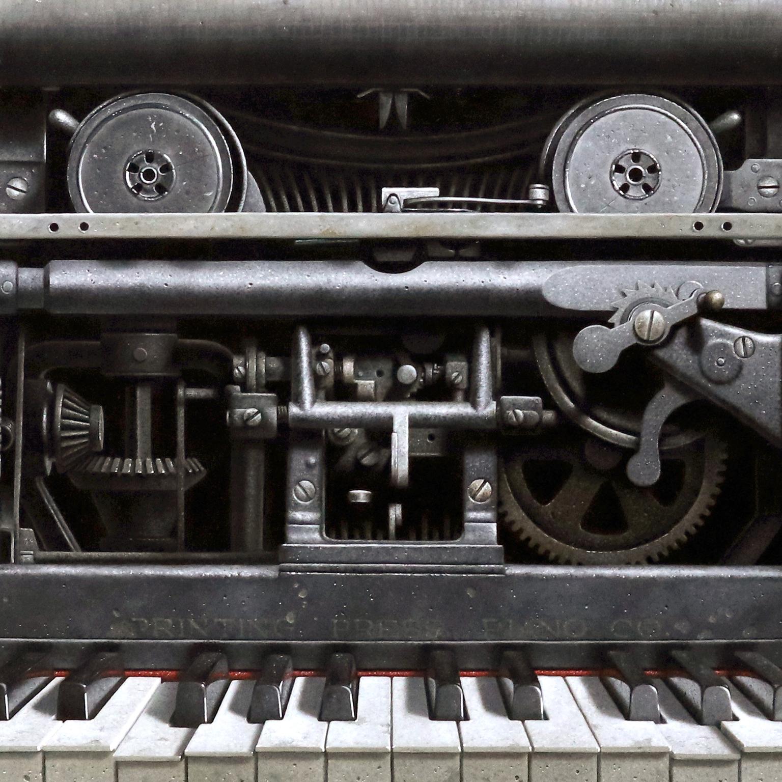 Contemporary Hyper Realist Oil Painting : Printing Press Piano For Sale 2