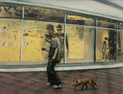 Contemporary Hyper Realist Oil Painting: Fox In The City - Houston