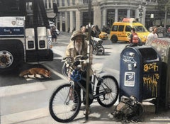 Contemporary Hyper Realist Oil Painting: Fox In The City - NYC
