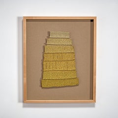 Gold Laugh, Post-Modern Metallic Woven Abstract Textile Sculpture/Embroidery