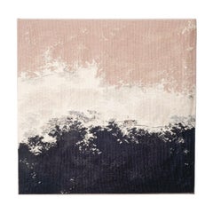 Anneau blanc brûlé avec tapisserie rose, tapisserie abstraite contemporaine, sculpture en textile