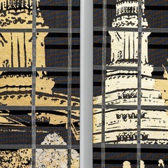 Gleaming Temples - Wall Hanging Woven Silk, Gold and Silver Leaf by Glen Kaufman