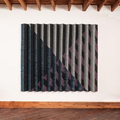 Midnight, tapisserie géométrique contemporaine, sculpture murale en textile