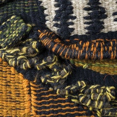 Circle, tapisserie tissée abstraite du milieu du siècle dernier, sculpture murale en textile