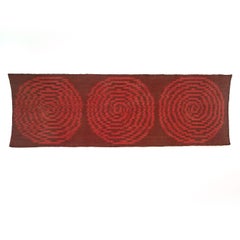 Warp Ikat Spiral Spiral, tapisserie tissée abstraite du milieu du siècle dernier, sculpture murale en textile