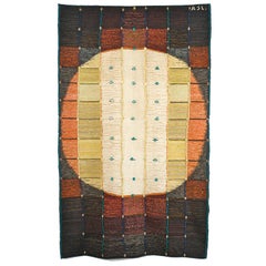 Circle, Mid-Century Modern Woven Tapestry, Abstract Textile Wall Sculpture