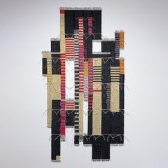 "Jaiselmer":: Zeitgenössischer abstrakter gewebter Wandteppich:: geometrische Textilskulptur