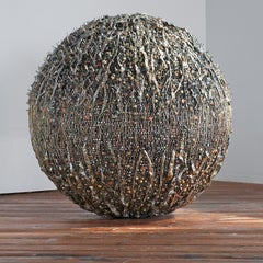 "Excavation" Contemporary mixed media sphere, textile sculpture