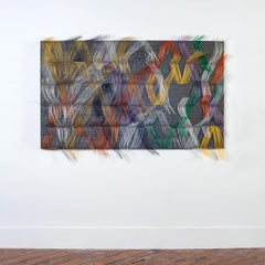 "Vibrante conversación", Escultura mural textil abstracta contemporánea