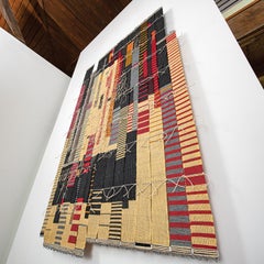 "Rift", Contemporary abstract woven tapestry, geometric textile sculpture