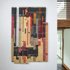 "Rift", Contemporary abstract woven tapestry, geometric textile sculpture