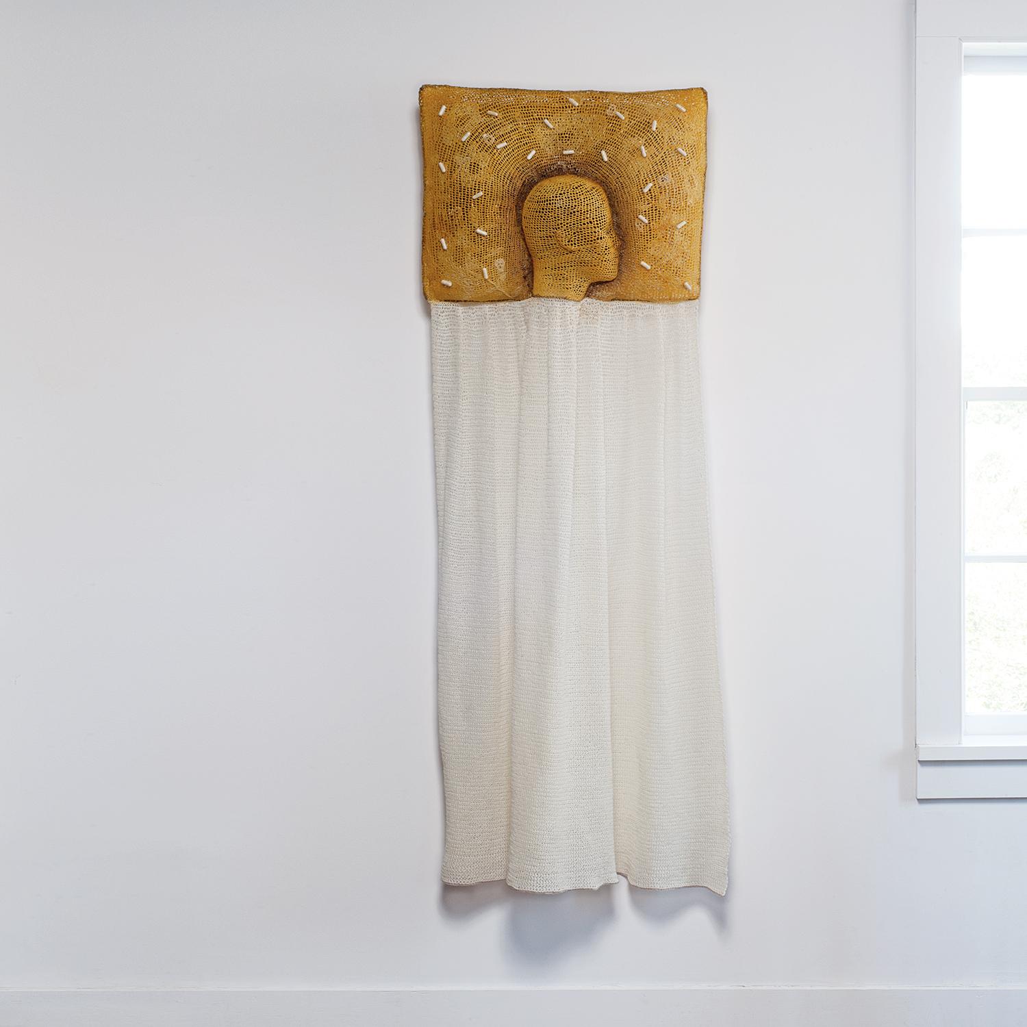 "Sweet Dreams" contemporary mixed media textile wall sculpture