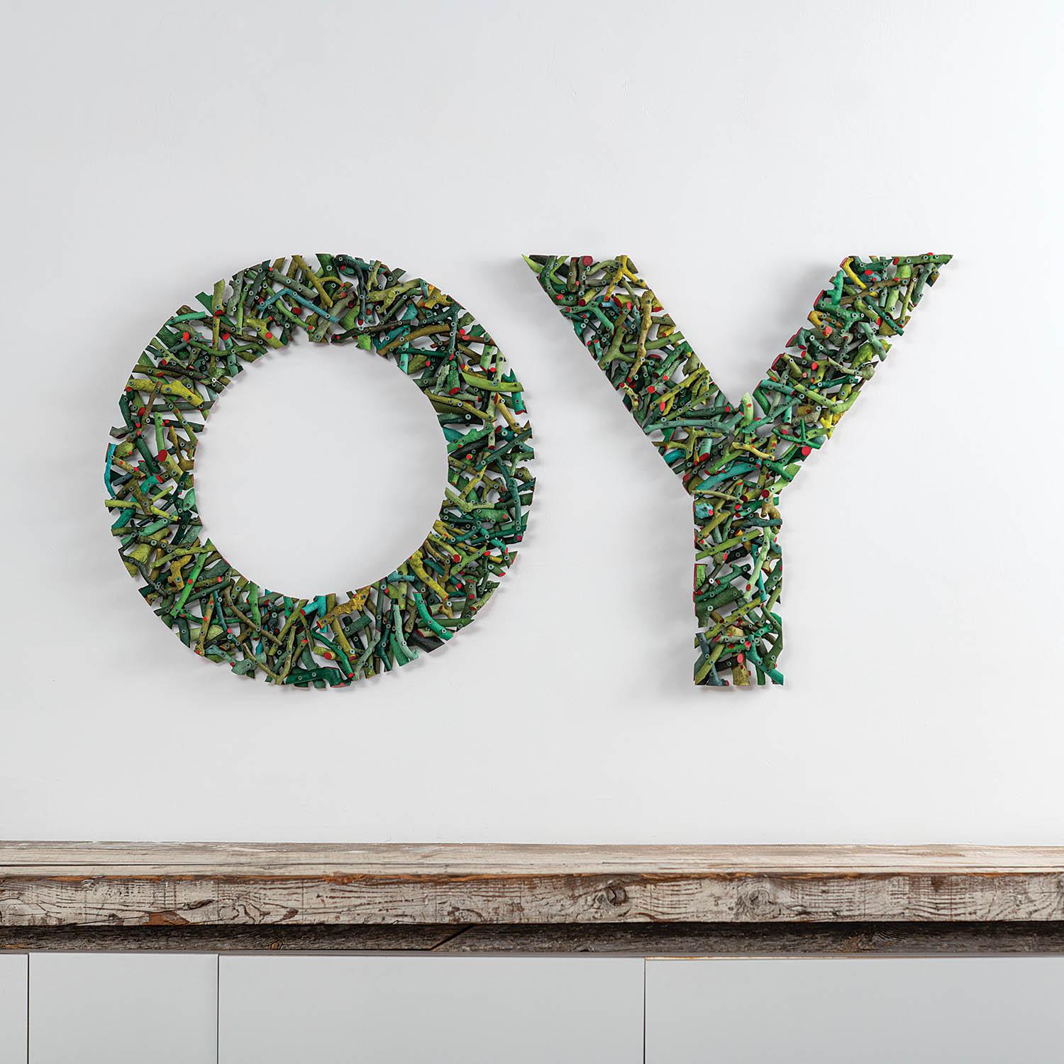 "Deviation (OY)" Gyöngy Laky, Contemporary Mixed Media Textual Sculpture