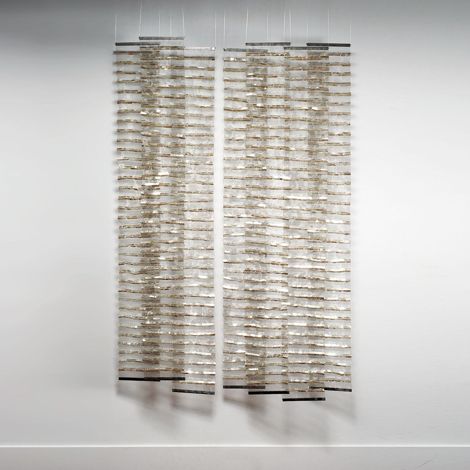 En Face, Mica and Steel Woven Wall Hanging and Installation, Agneta Hobin