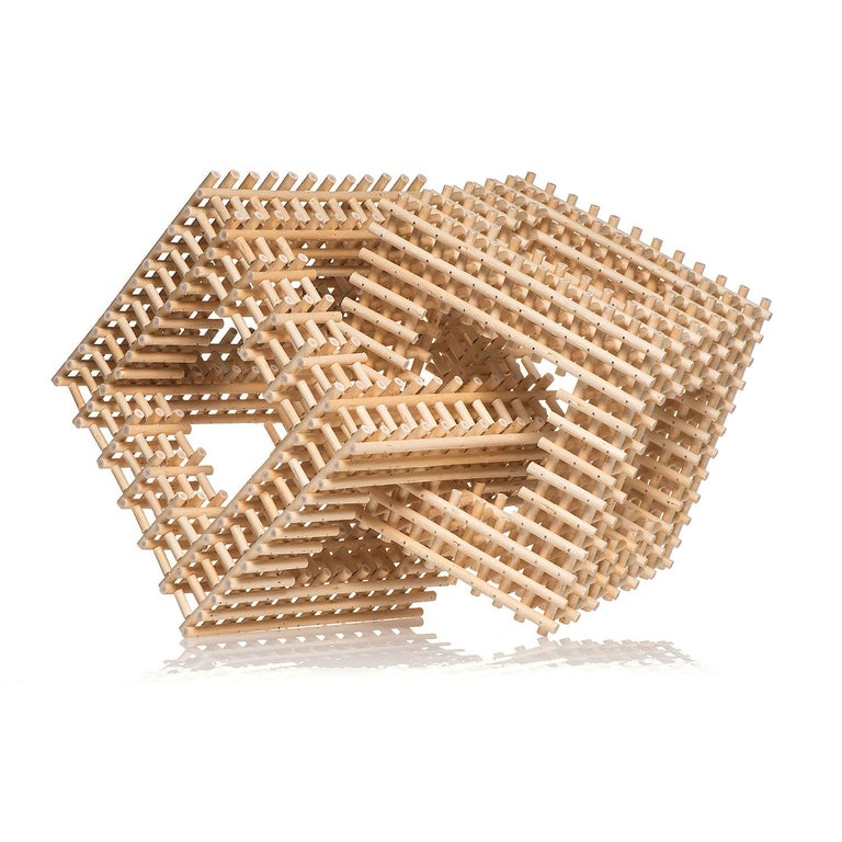 Intersecting Cubes, Dail Behennah, Abstract Geometric Willow Sculpture - Brown Still-Life Sculpture by Dail Behennah