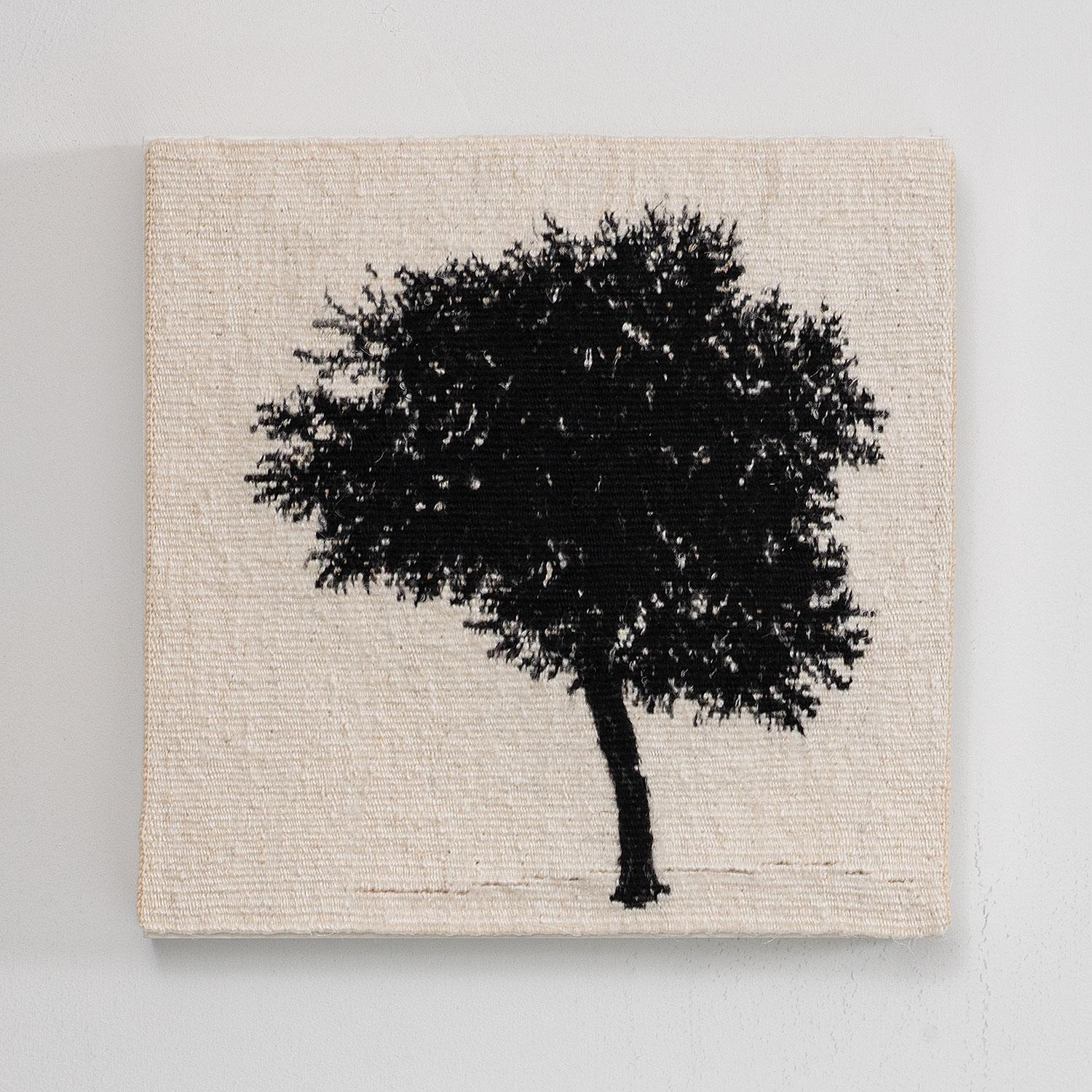 Journey Trees III, linens and swing threads, 8" x 8" x 1", 2021.

This figurative woven textile piece is by UK-based textile artist, Sara Brennan (b. 1963, Edinburgh, Scotland). She says, "Journey Trees is a series of tapestries drawn and woven from