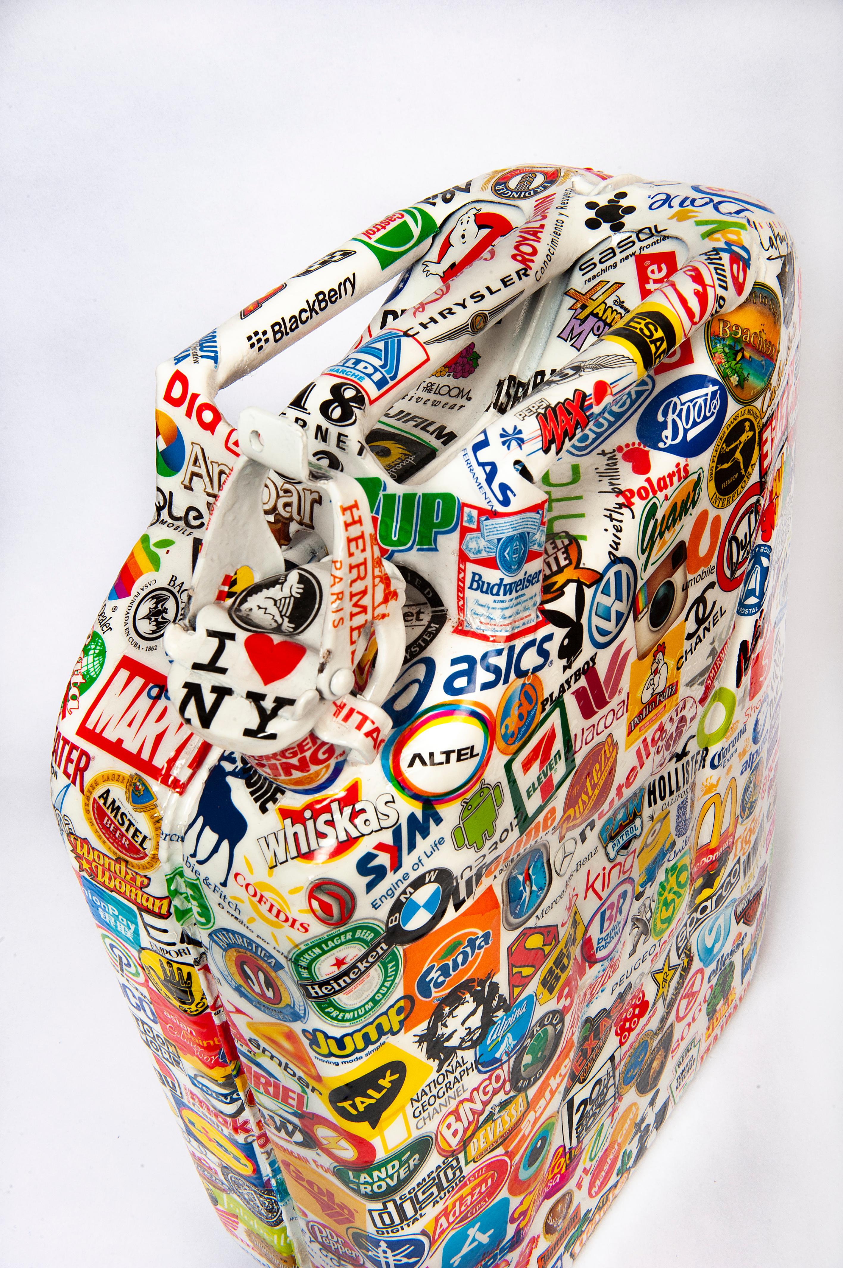 Metal Jerrycan Sculpture with Sticker Ornaments 2