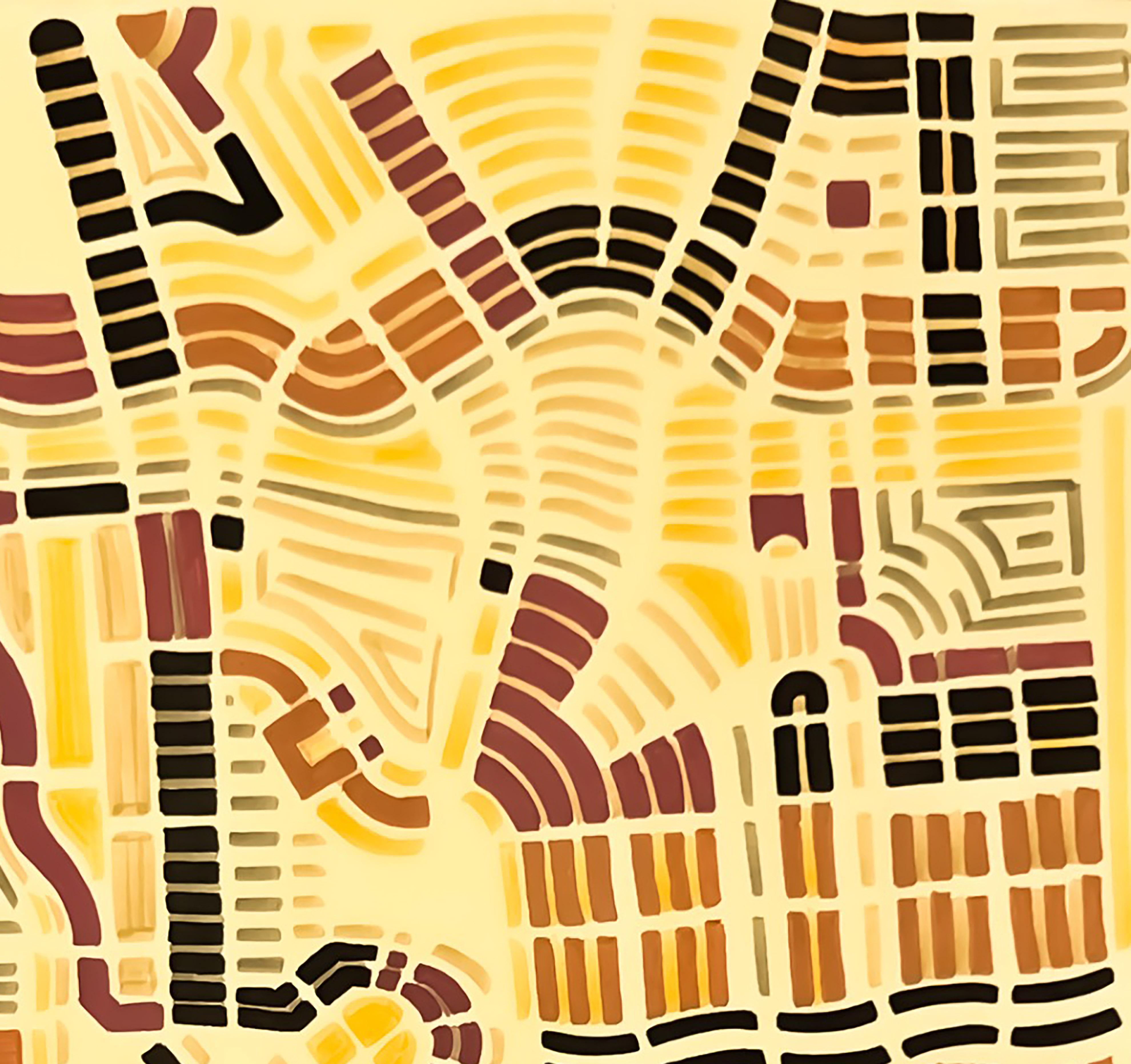 Urban Utopia - Orange Abstract Drawing by Martin La Roche