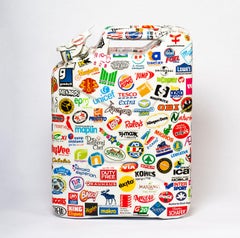 Metal Jerrycan Sculpture with Sticker Ornaments 