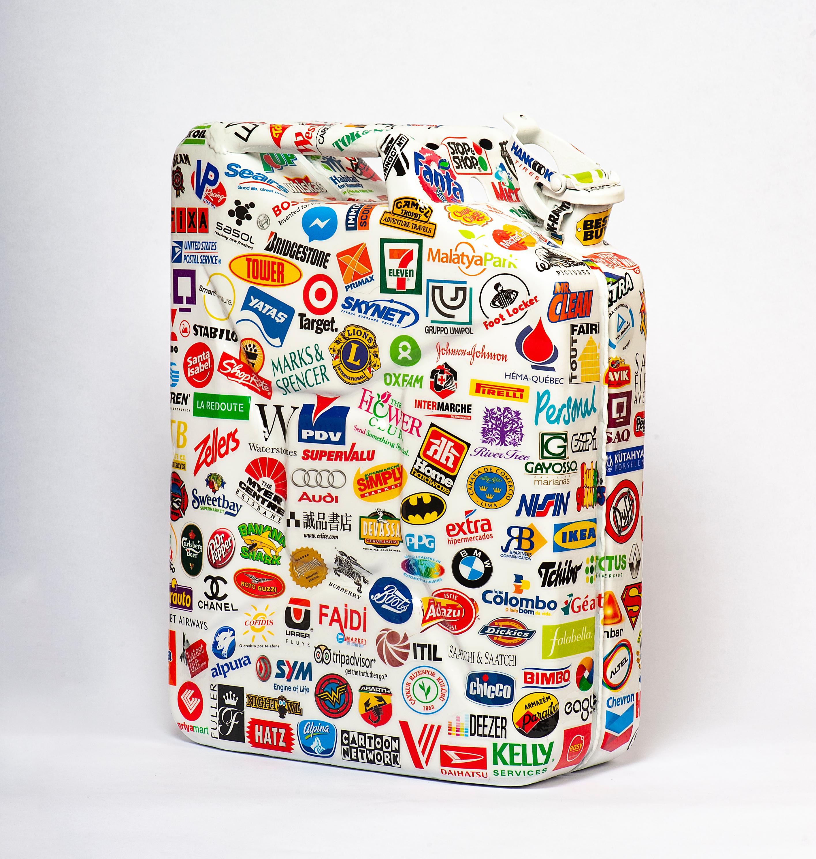 Metal Jerrycan Sculpture with Sticker Ornaments  1
