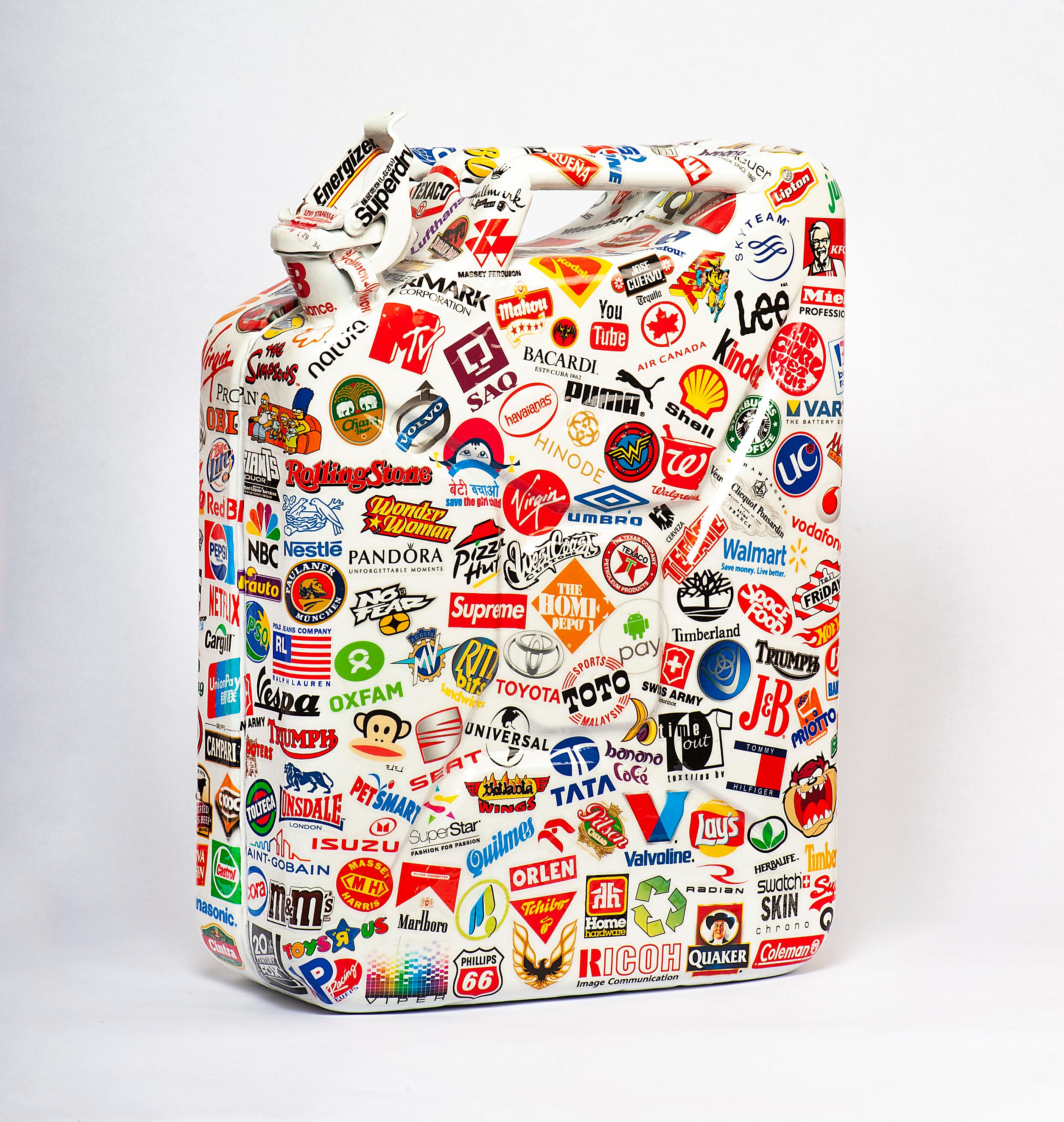 Metal Jerrycan Sculpture with Sticker Ornaments  5