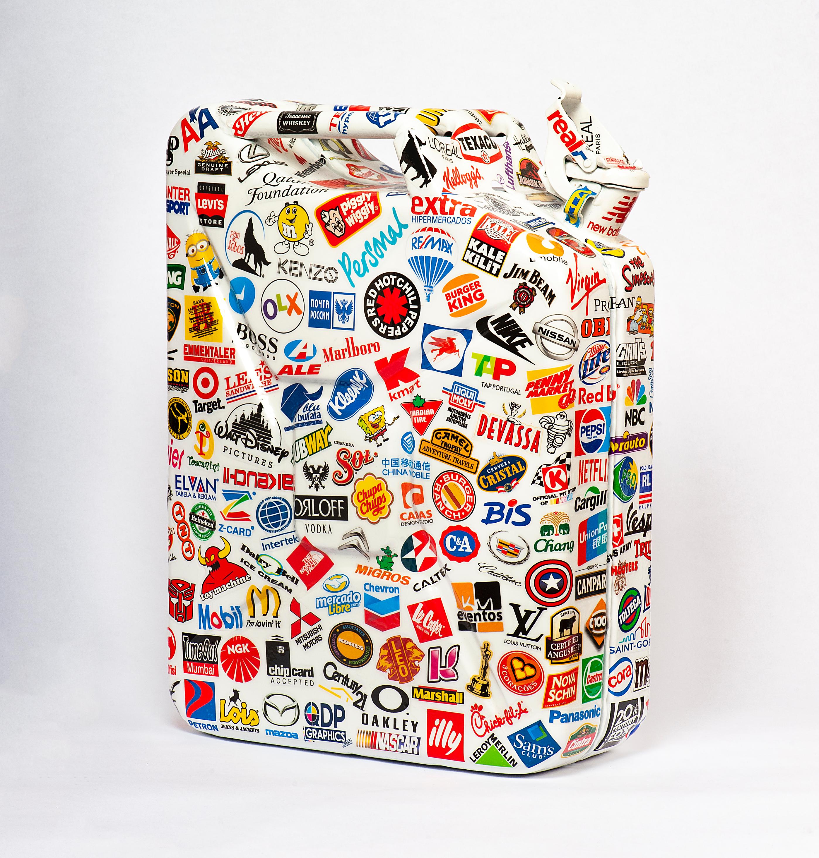 Metal Jerrycan Sculpture with Sticker Ornaments  6
