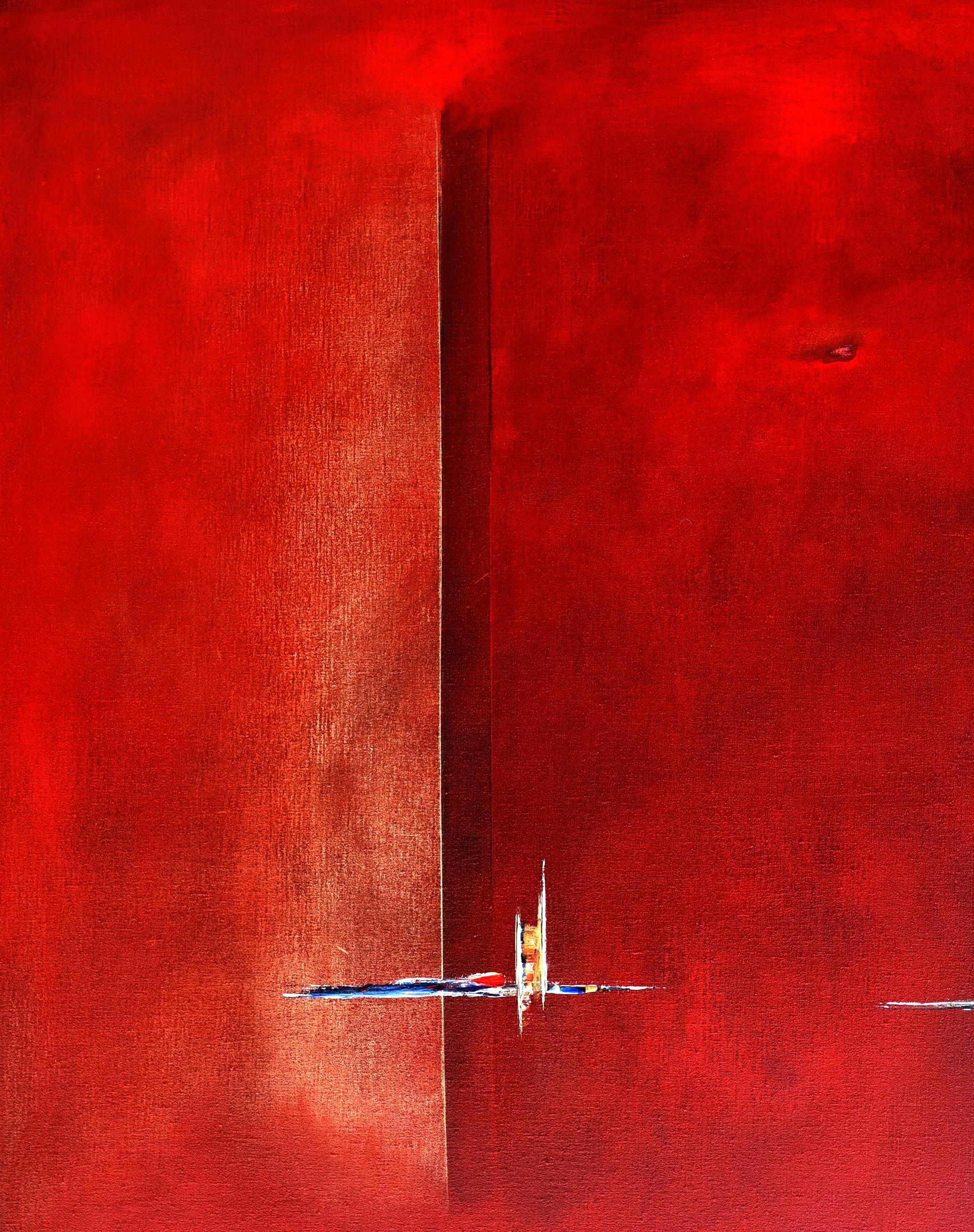 Dutch Landscape Red I - Painting by Paula Evers