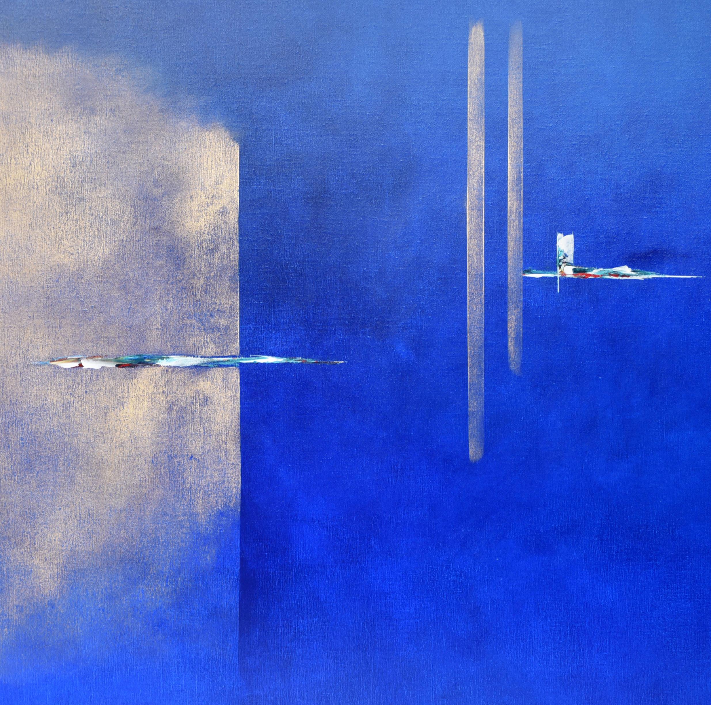Dutch Landscape Blue II - Painting by Paula Evers