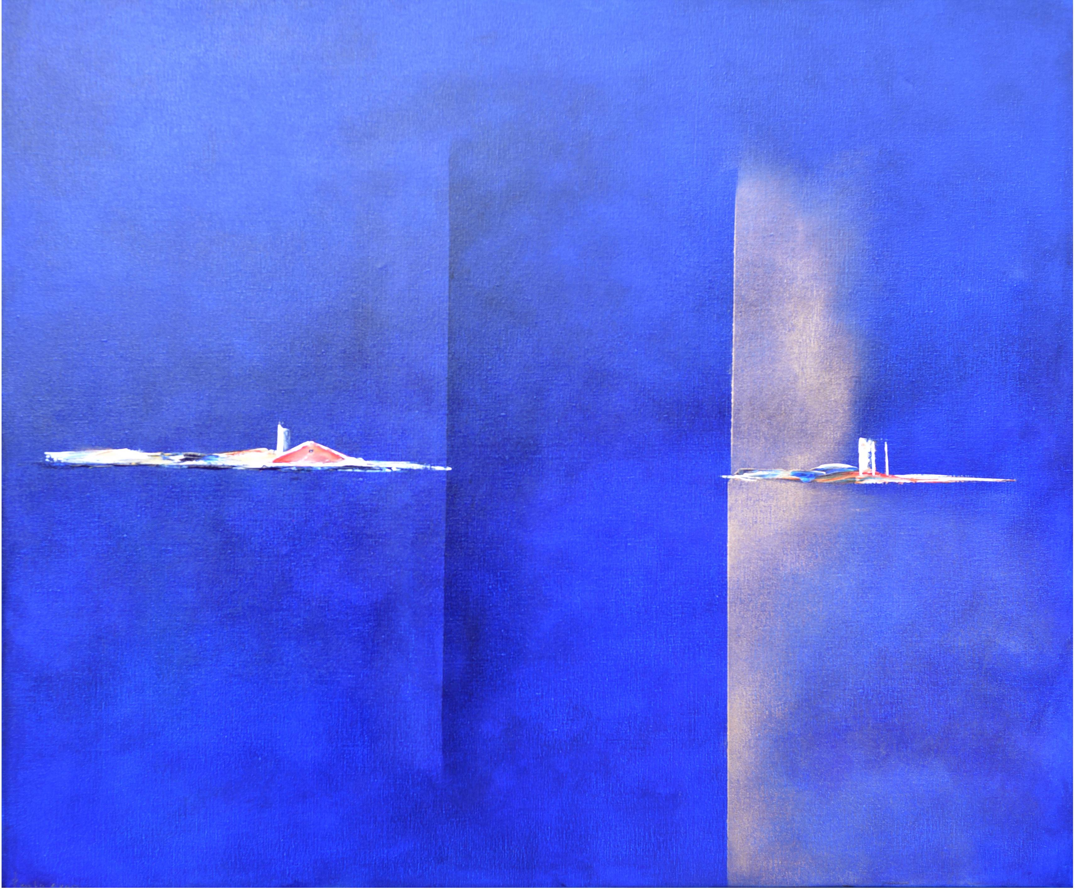 Paula Evers Landscape Painting - Dutch Landscape Blue 