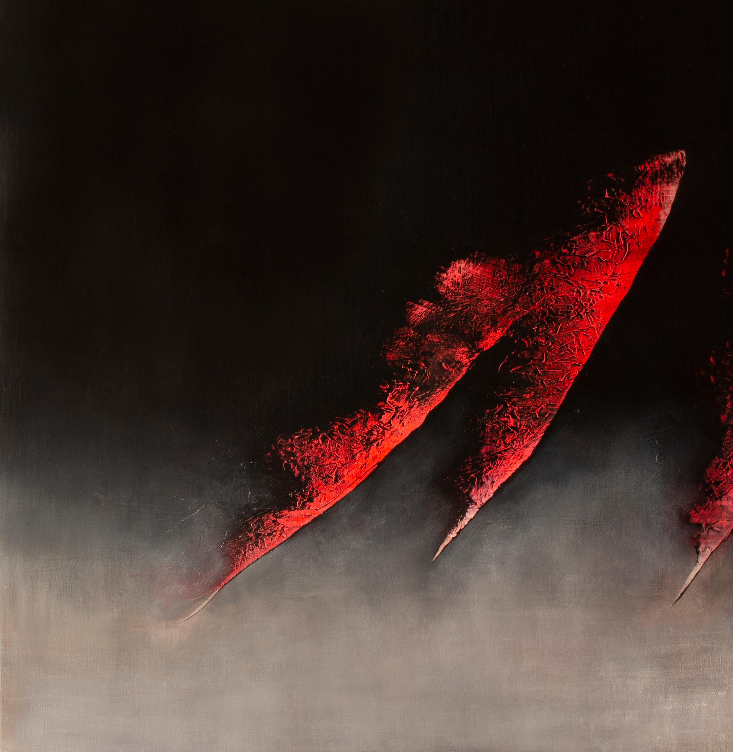 Linceul - Contemporary Abstract Oil Painting - Black Interior Painting by Alexandre Valette