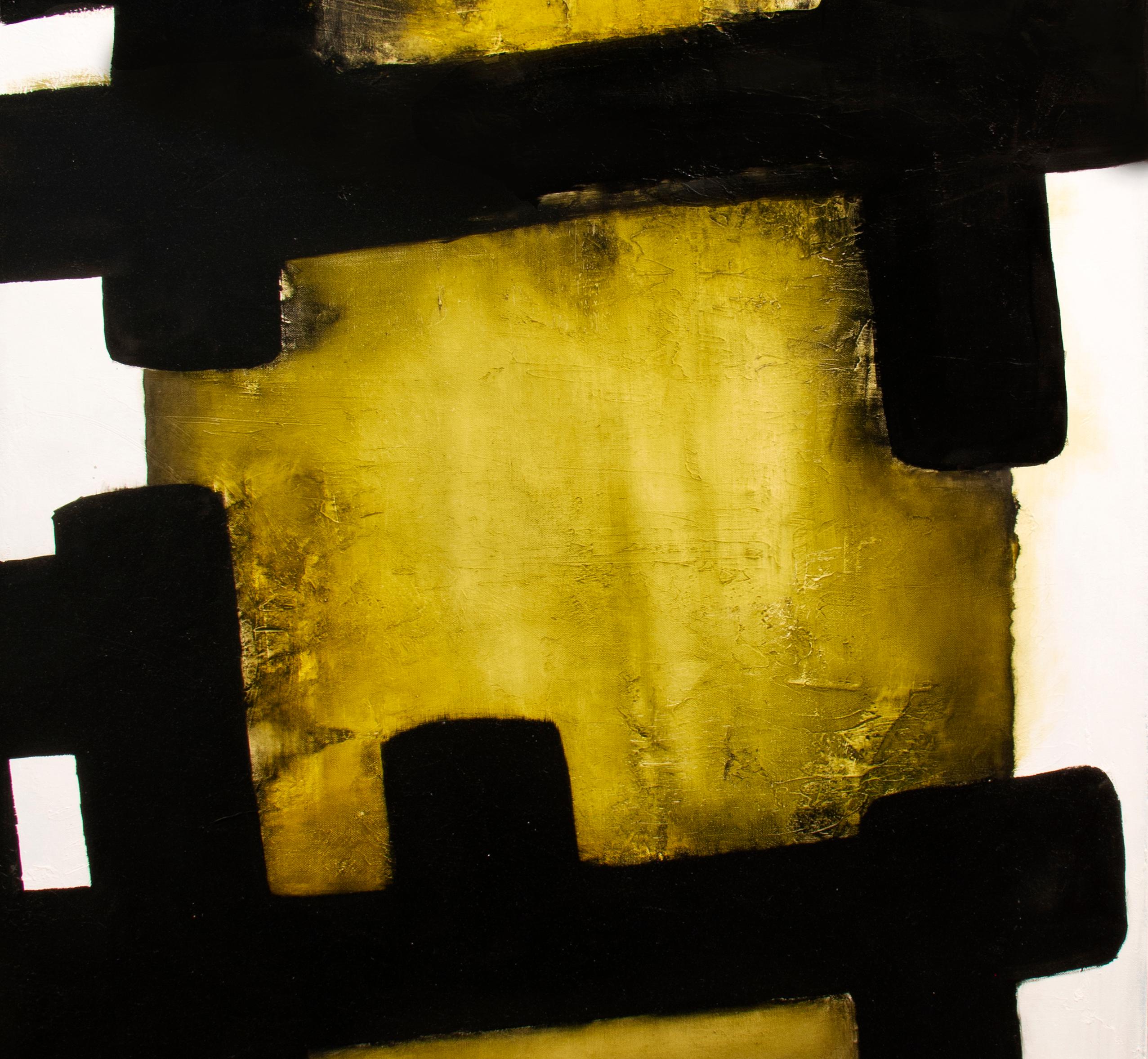 White Eolithe, Contemporary Abstract Oil Painting - Black Abstract Painting by Alexandre Valette