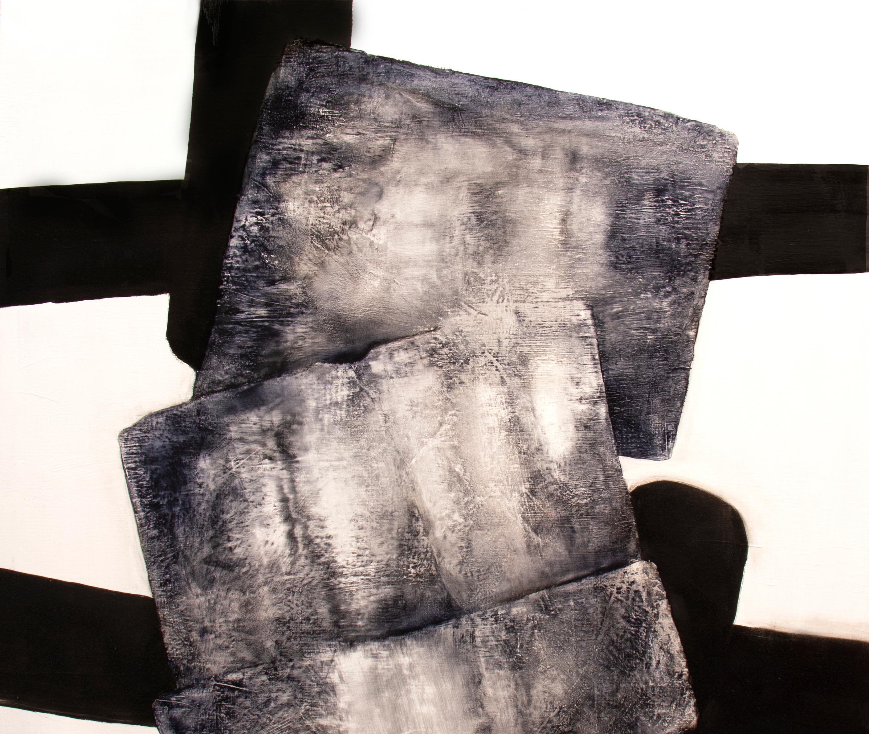 White Eolithe III, Pittura a olio astratta contemporanea - Painting Contemporaneo di Alexandre Valette
