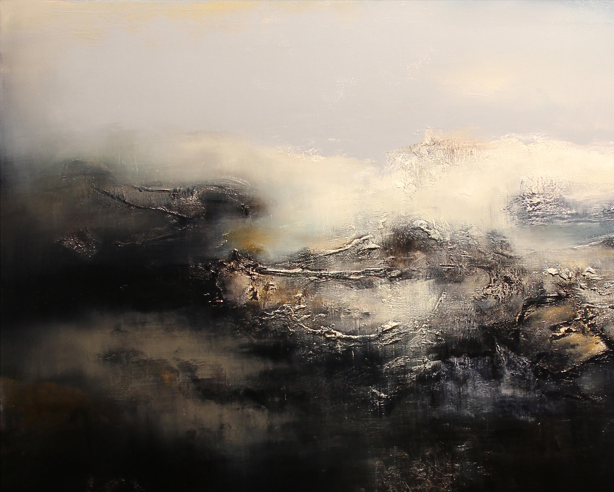 Le Gris, Contemporary Abstract Oil Painting - Black Interior Painting by Alexandre Valette