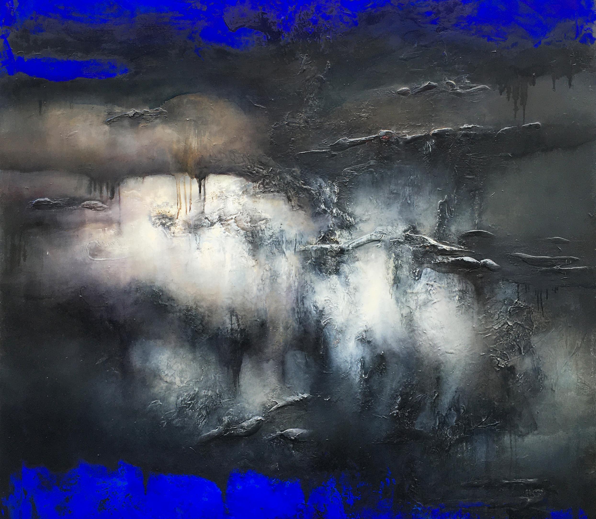 Zeitgenössisches abstraktes Ölgemälde Nocturne Outremer – Painting von Alexandre Valette