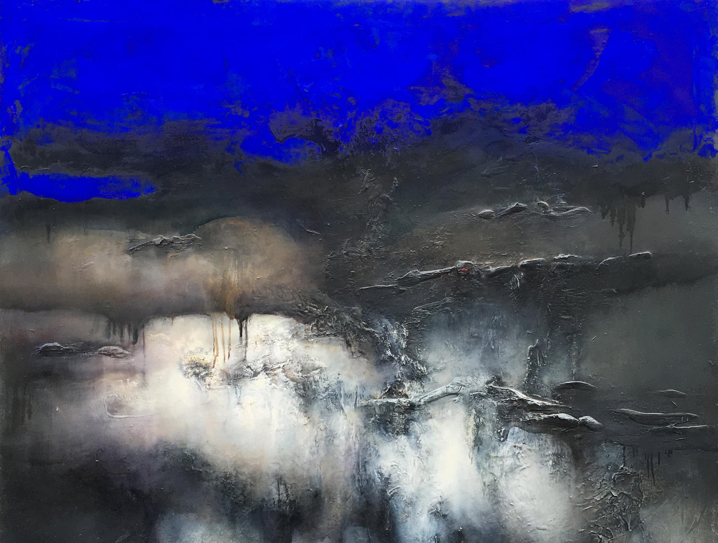Zeitgenössisches abstraktes Ölgemälde Nocturne Outremer (Violett), Abstract Painting, von Alexandre Valette