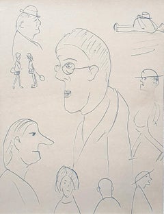 Figure Studies and Profile of a Man and Dog ( Pair)