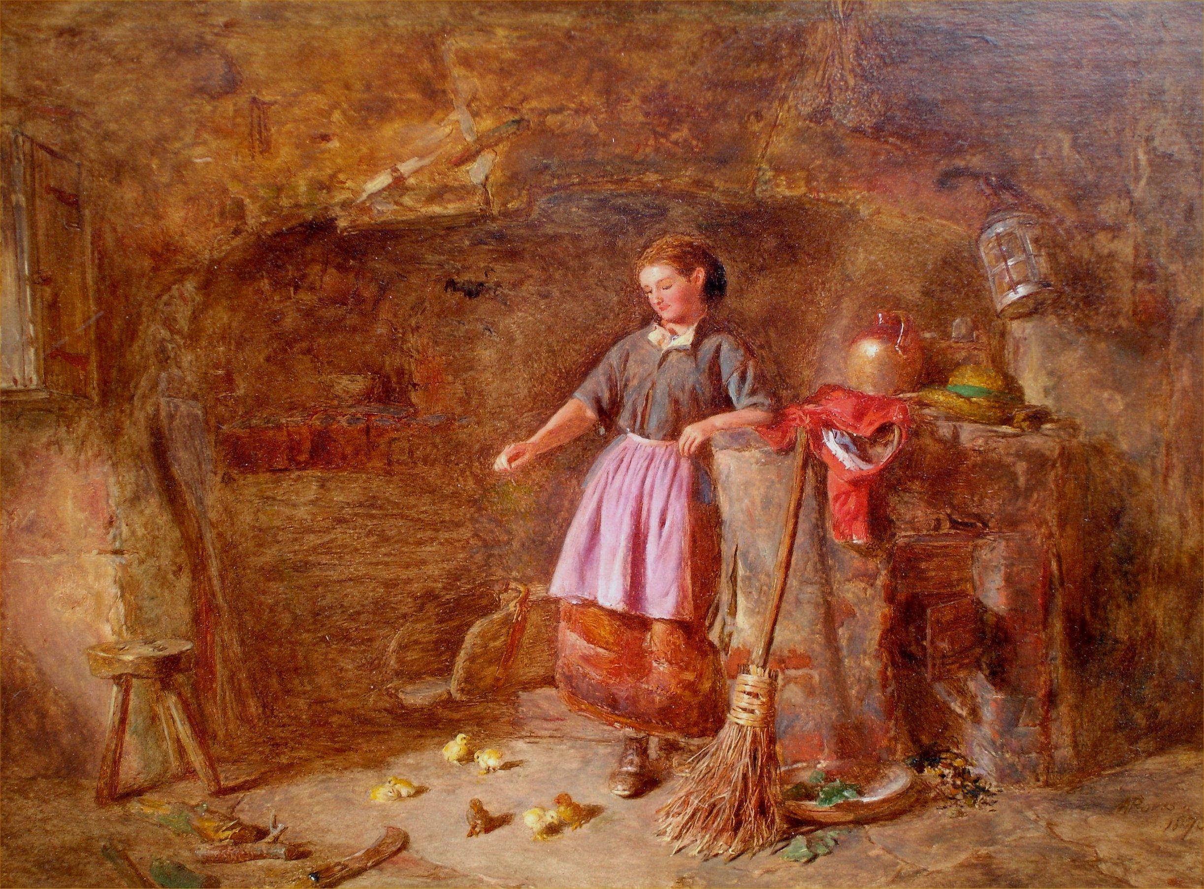 Feeding the New Brood - Painting by Alfred Provis