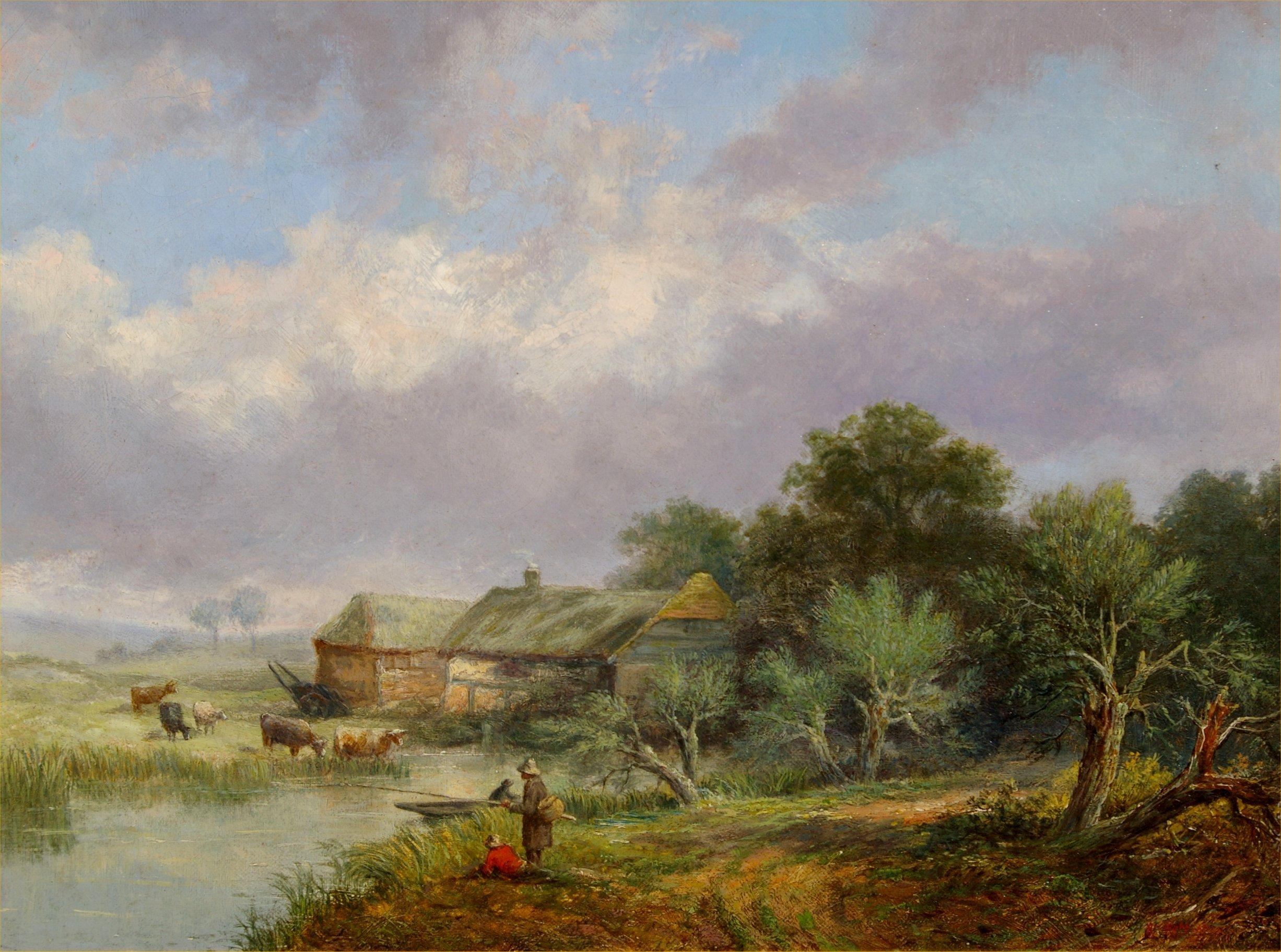 Fishing in the Stream - Painting by Alfred Pettitt