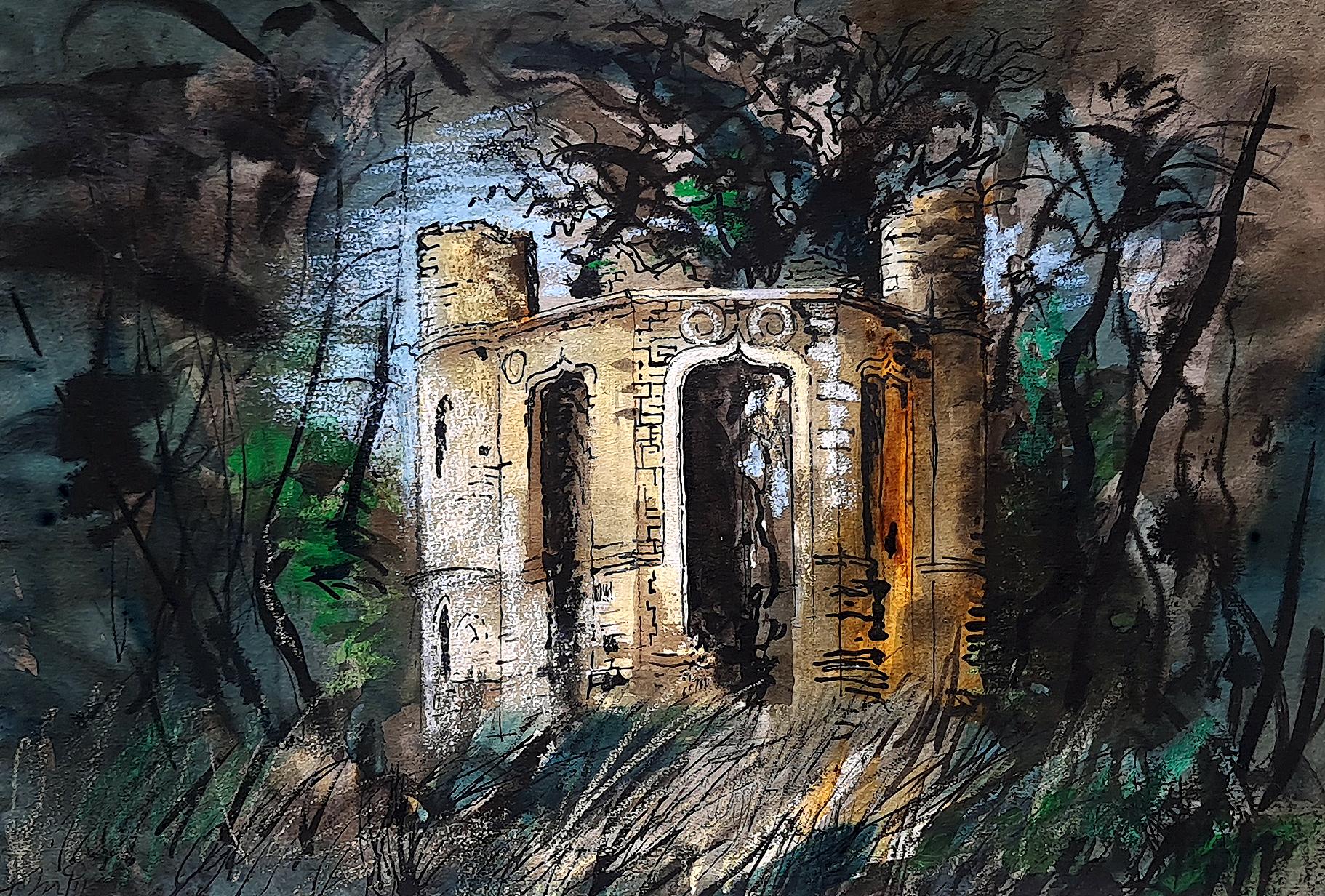 Dinton Folly (Now Part of Dinton Castle) - Impressionist Mixed Media Art by John Piper CH