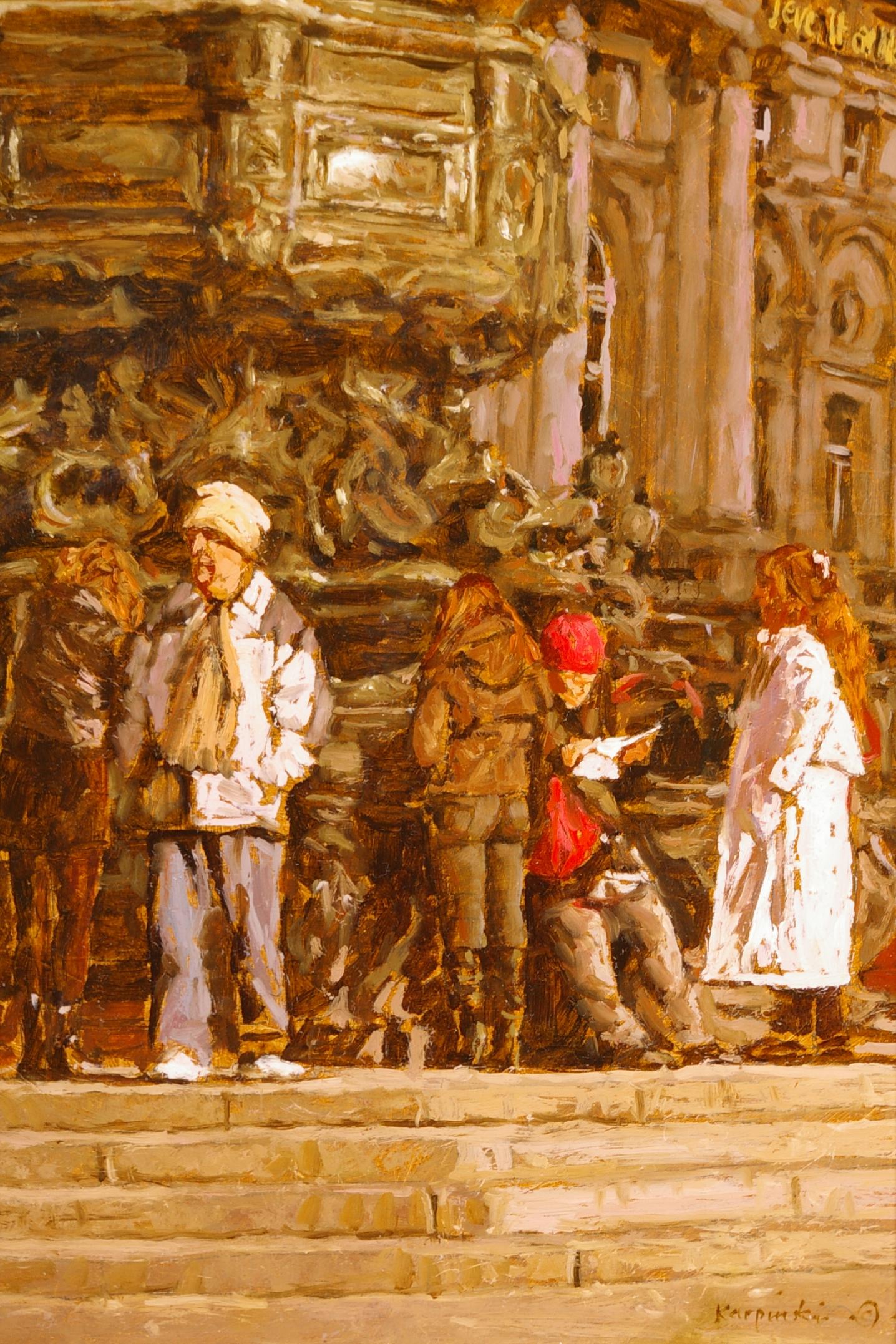 Tourists - Painting by Tony Karpinski