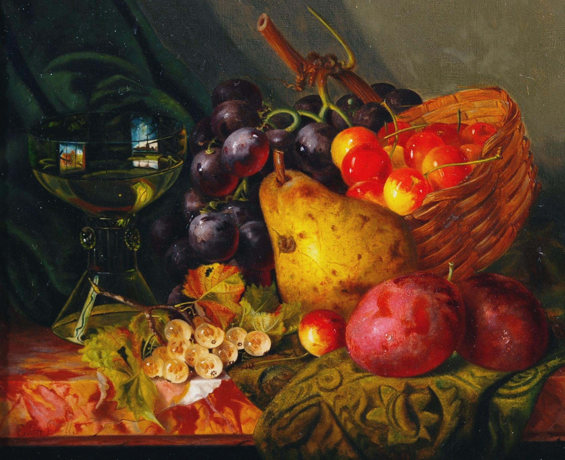Still Life on a Marble Ledge - Painting by Ellen Ladell