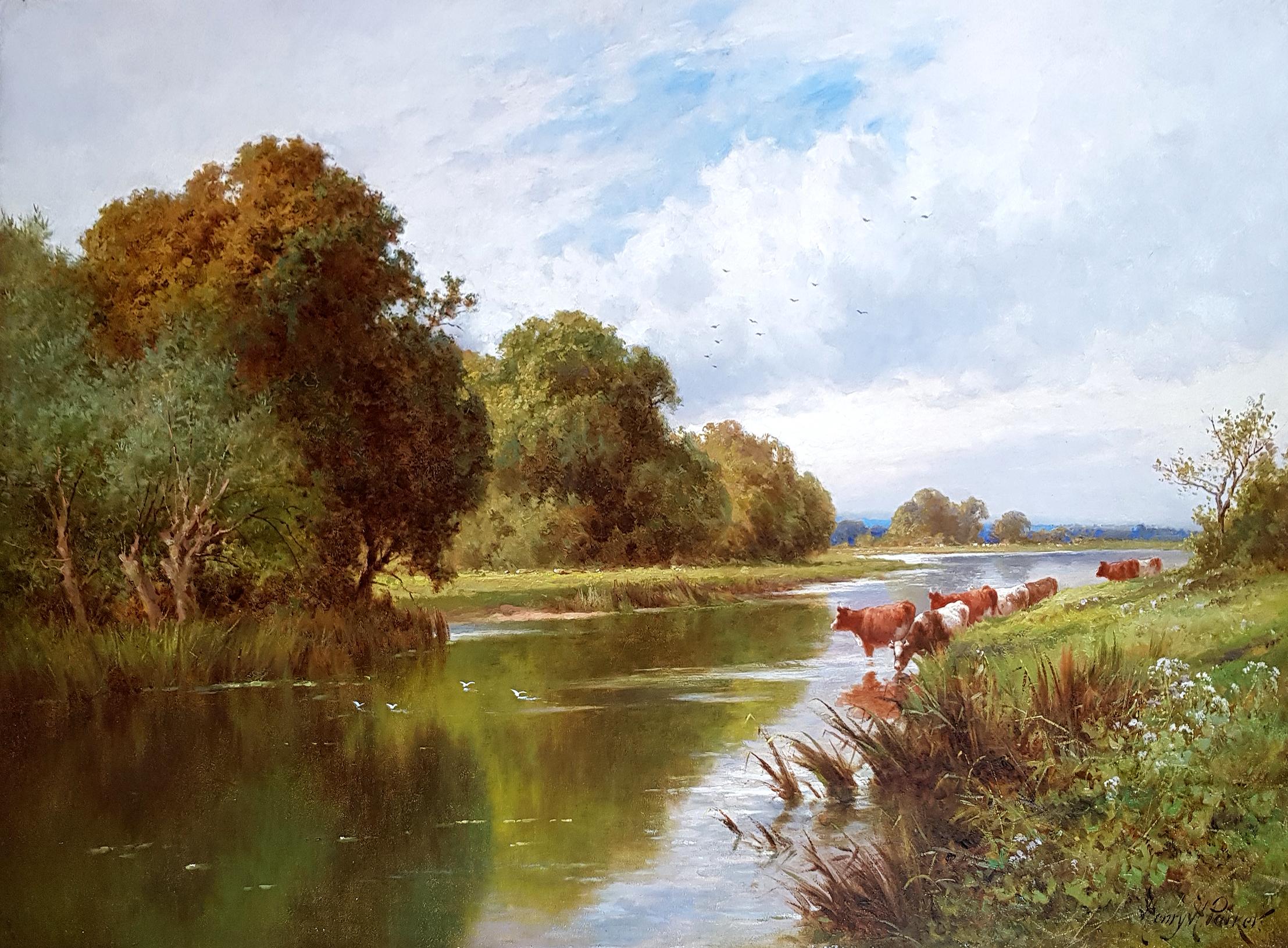 Acque silenziose, Culham on Thames - Painting di Henry Hillingford Parker 