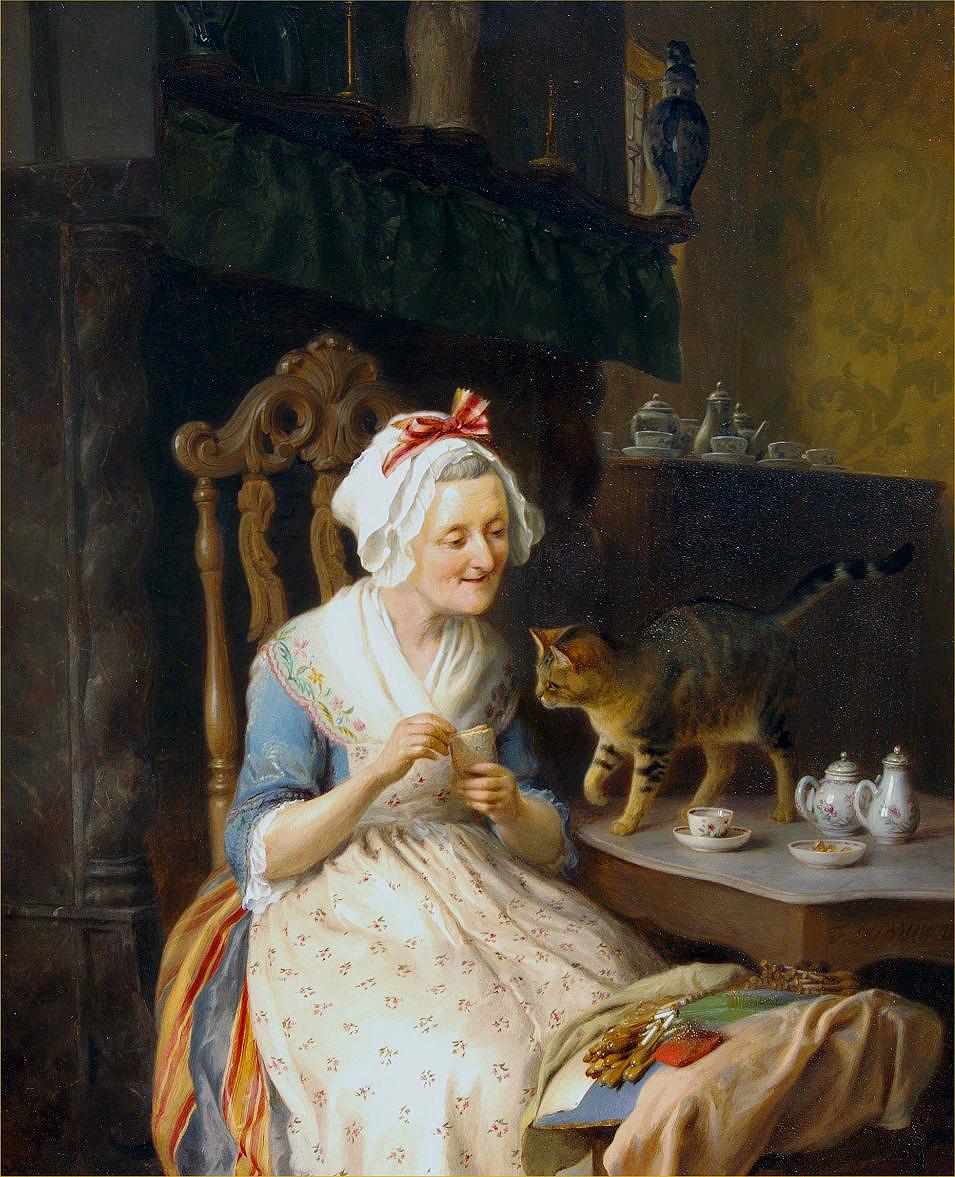 Teedose für Tee – Painting von Francois Antoine De Bruycker