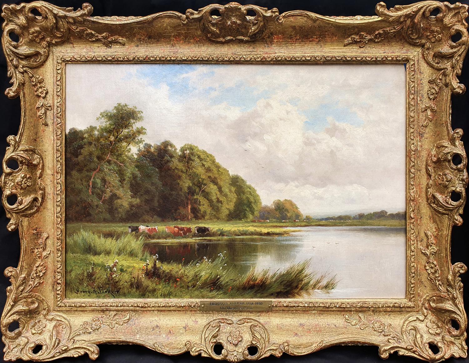 Henry Hillingford Parker  Landscape Painting - On the River Avon & The Silent Stream at The Ouse at Hemingford Grey (Pair)